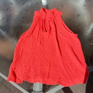 Red Haute halter neck sleeveless top. Size M. Waffle knit material.